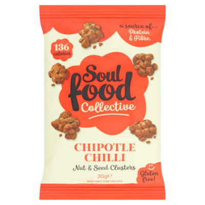 Soul Food Collective Chipotle Chilli Nut & Seed Clusters 30g, UK version