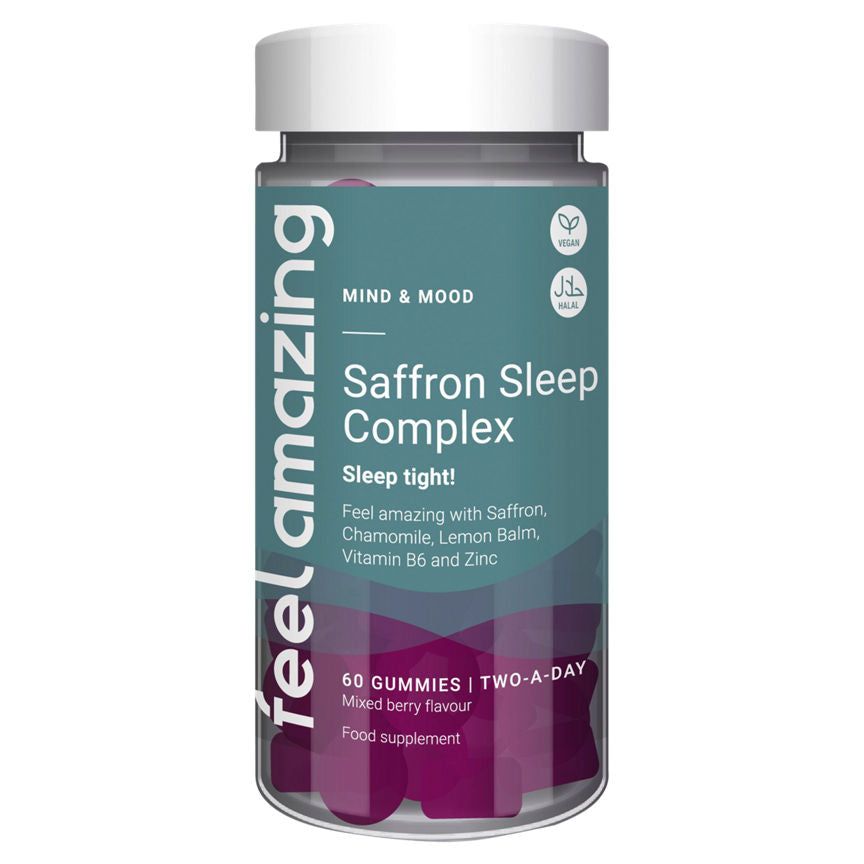 Feel Amazing Saffron Sleep Complex Mixed Berry Flavour Two-A-Day 60 Gummies GOODS ASDA   