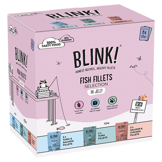 Blink! Wet Cat Food Fish Pouch Selection in Jelly 8x85g GOODS ASDA   