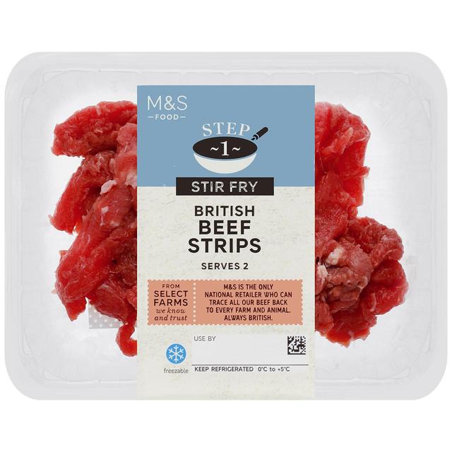 M&S Seasoned British Beef Strips   250g