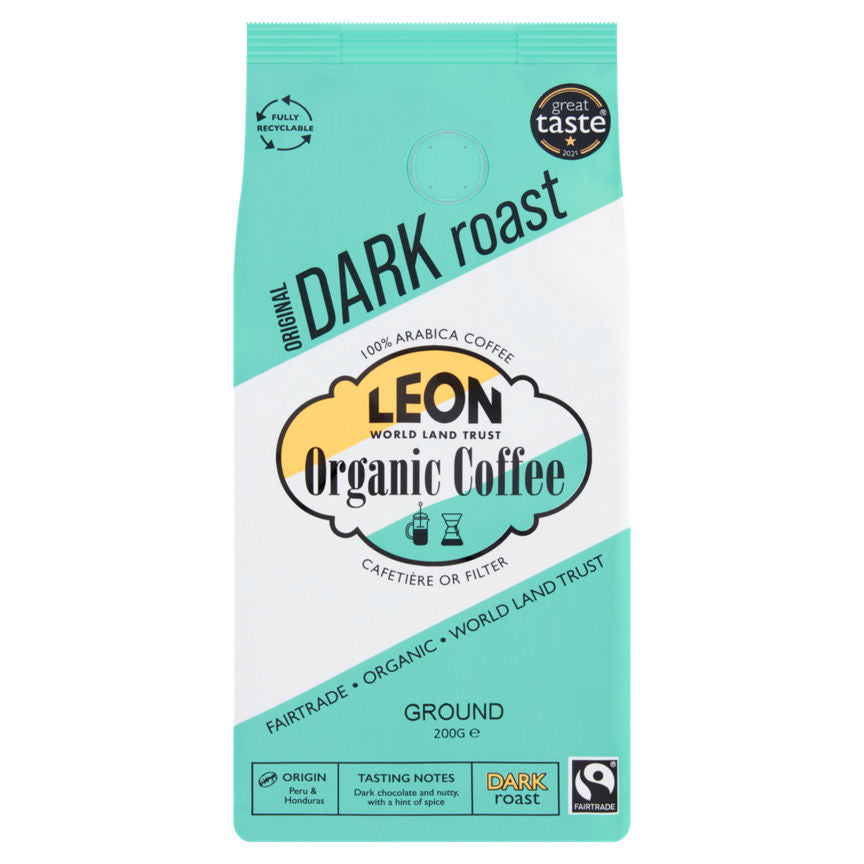 Leon Fairtrade Organic Coffee Dark Roast Ground GOODS ASDA   