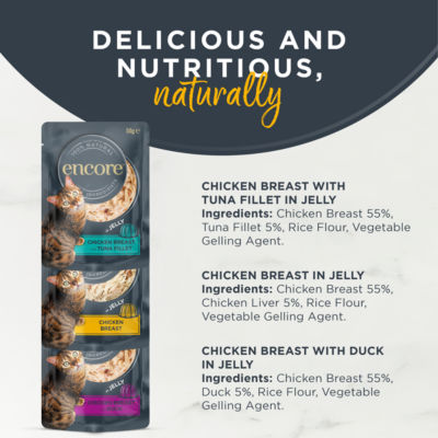 Encore Natural Wet Cat Food Chicken Selection in Jelly 5x Pouches