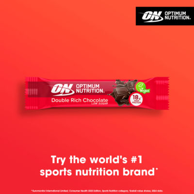 Optimum Nutrition double rich chocolate protein bar 60g, imported from the UK