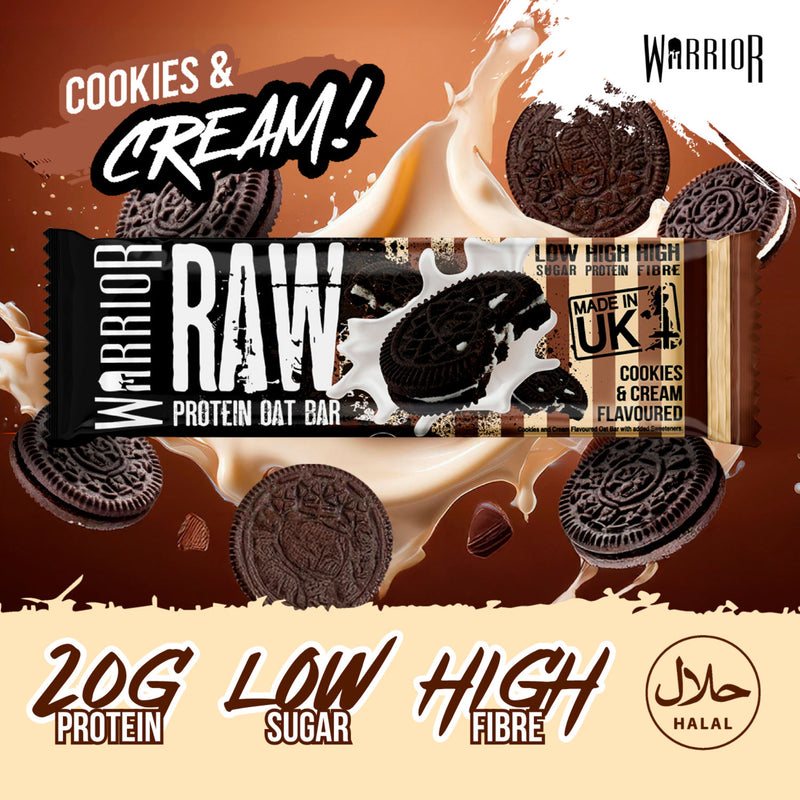 Warrior Raw Cookies & Cream Protein Flapjack 75g (British brand)