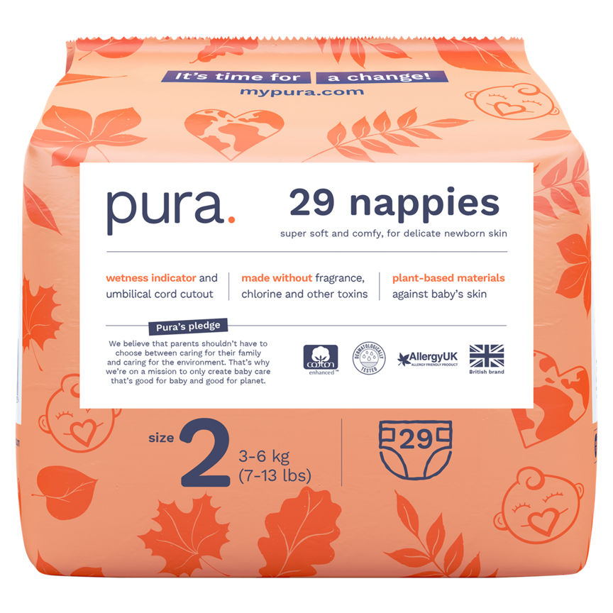 Pura 29 Nappies Size 2 3-6kg (7-13lbs) GOODS ASDA   