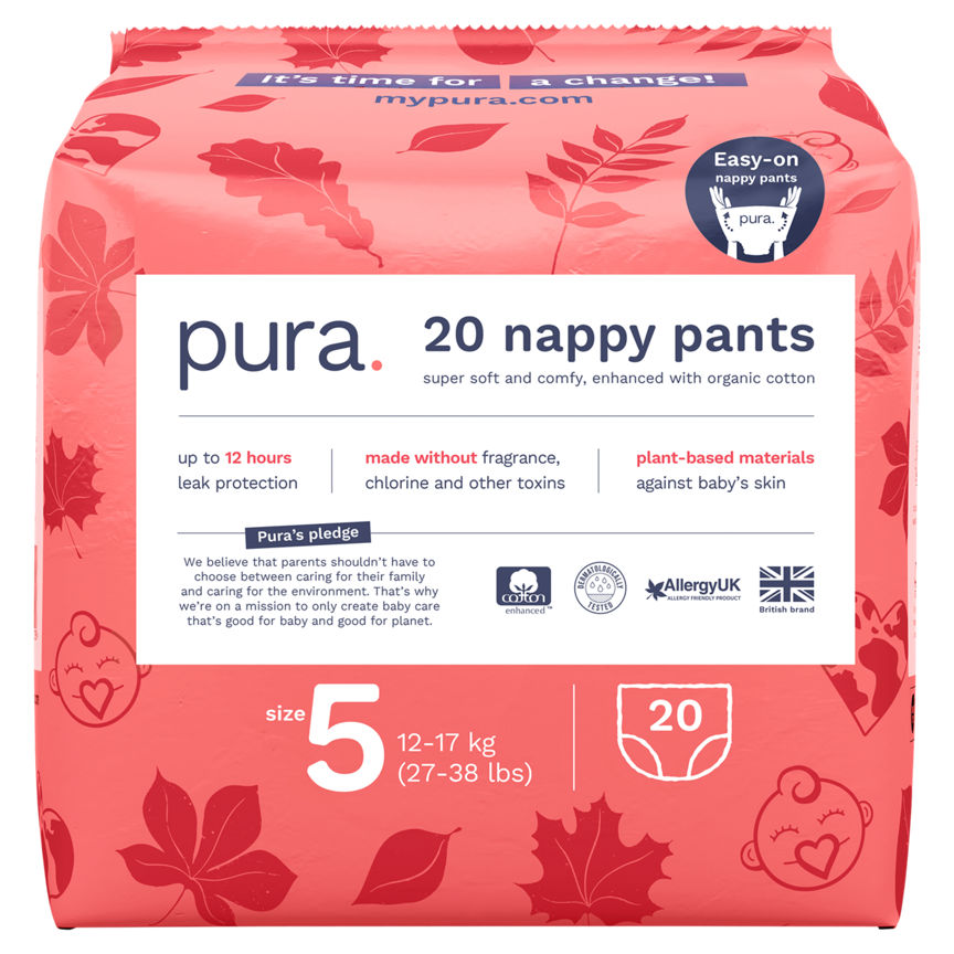 Pura 20 Nappy Pants Size 5 12-17 kg (27-38 lbs) GOODS ASDA   