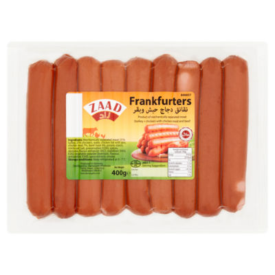 Zaad frankfurters 400g, imported from the UK