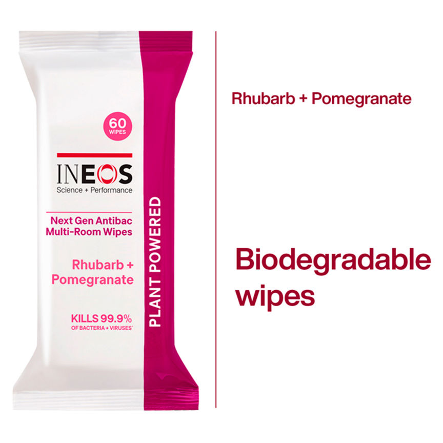 INEOS Next Gen Antibac Multi-Room Wipes Rhubarb + Pomegranate 60 Wipes GOODS ASDA   