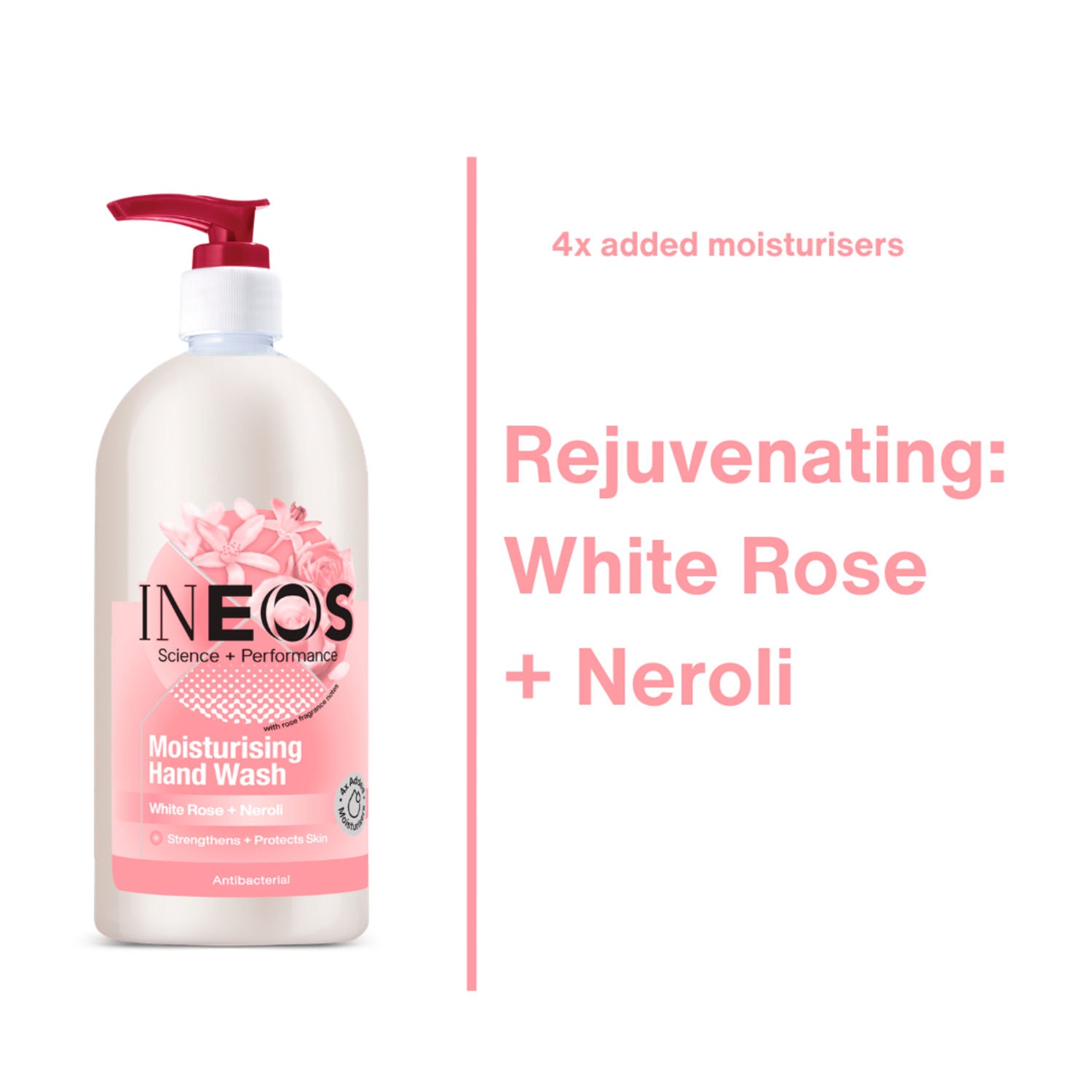 INEOS Antibacterial Hand Wash White Rose Neroli 500ml, imported from the UK