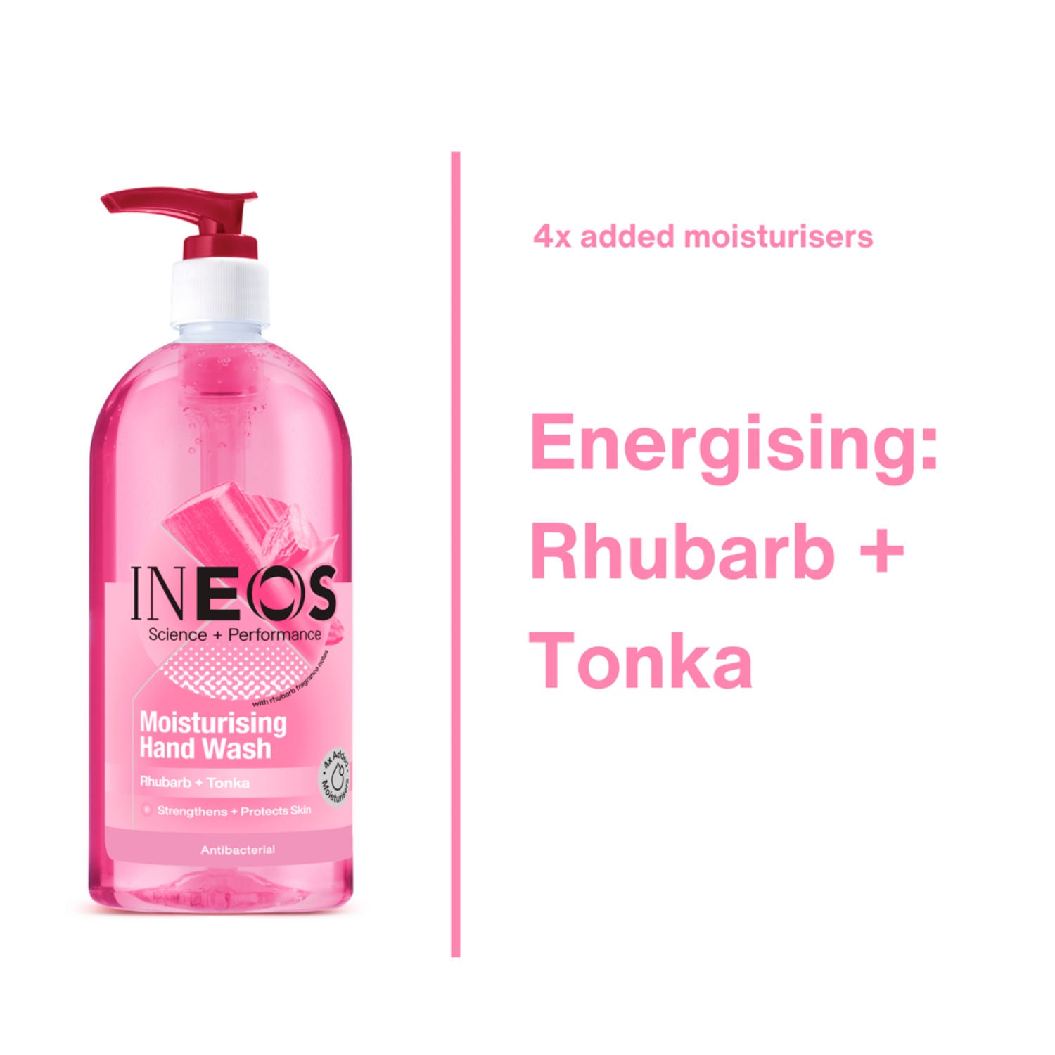 INEOS Rhubarb + Tonka hand wash 500ml, imported from the UK