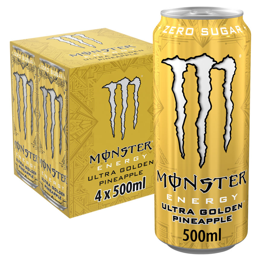 Monster Energy Drink Ultra Golden Pineapple Zero Sugar 4 x 500ml