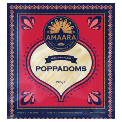 Amaara Madras Plain poppadoms 200g - British product