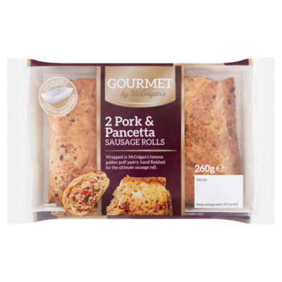 Gourmet Gourmet pork and pancetta sausage rolls 260g, UK version