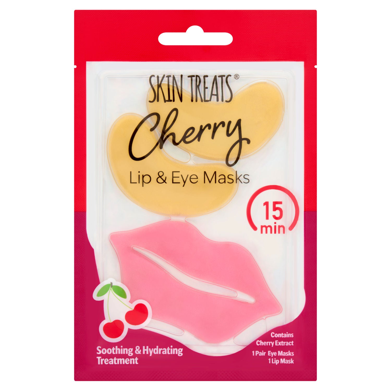 Skin Treats cherry lip and eye masks 14.5g, imported from the UK