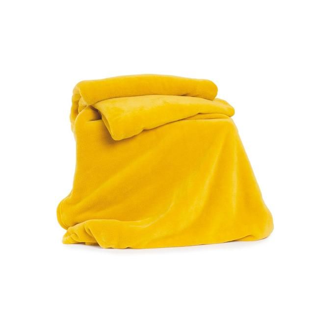 Deyongs Snuggle Touch Fleece Mustard Throw GOODS M&S   