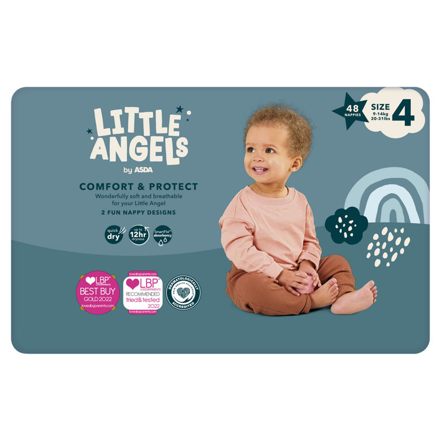 LITTLE ANGELS by ASDA Size 4 Comfort & Protect 48 Nappies