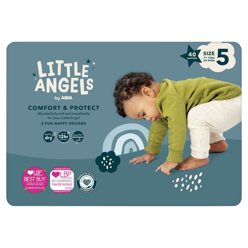 LITTLE ANGELS by ASDA Size 5 Comfort & Protect 40 Nappies