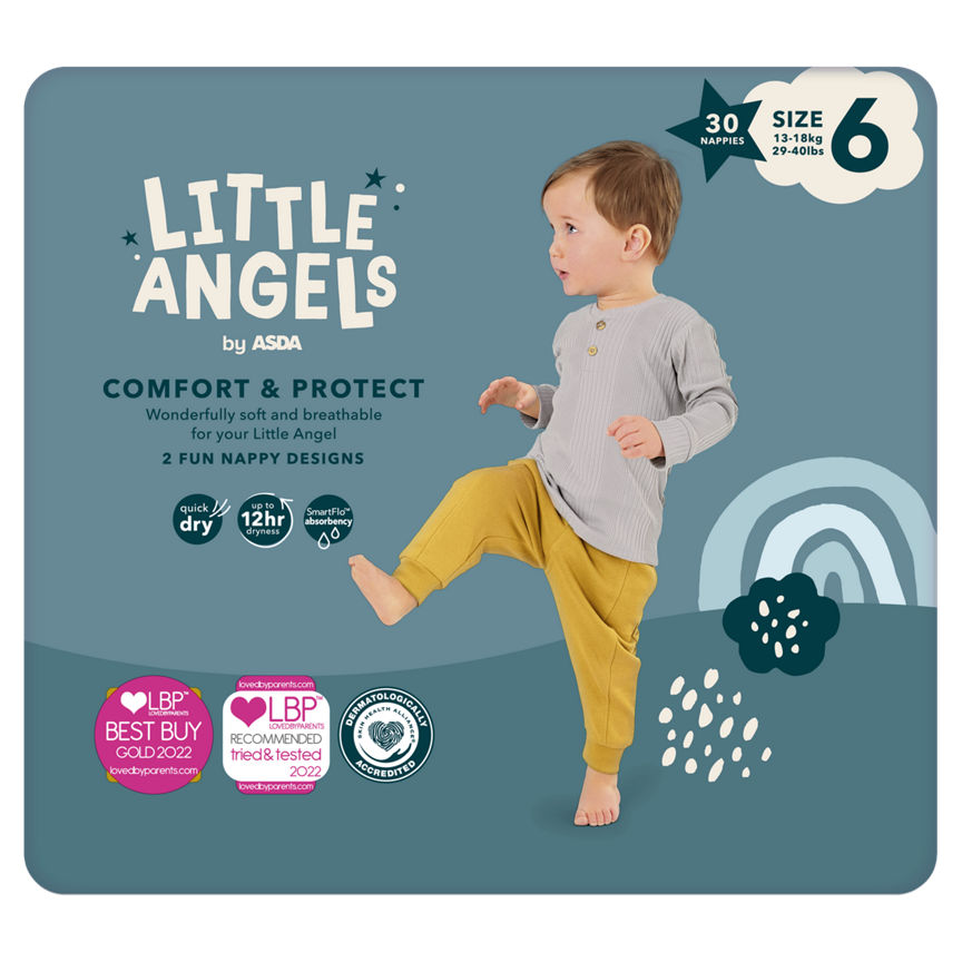 LITTLE ANGELS by ASDA Size 6 Comfort & Protect 30 Nappies