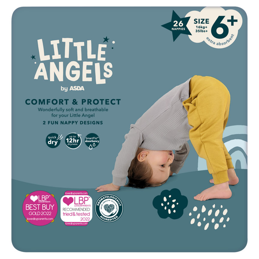 LITTLE ANGELS by ASDA Size 6+ Comfort & Protect 26 Nappies GOODS ASDA   