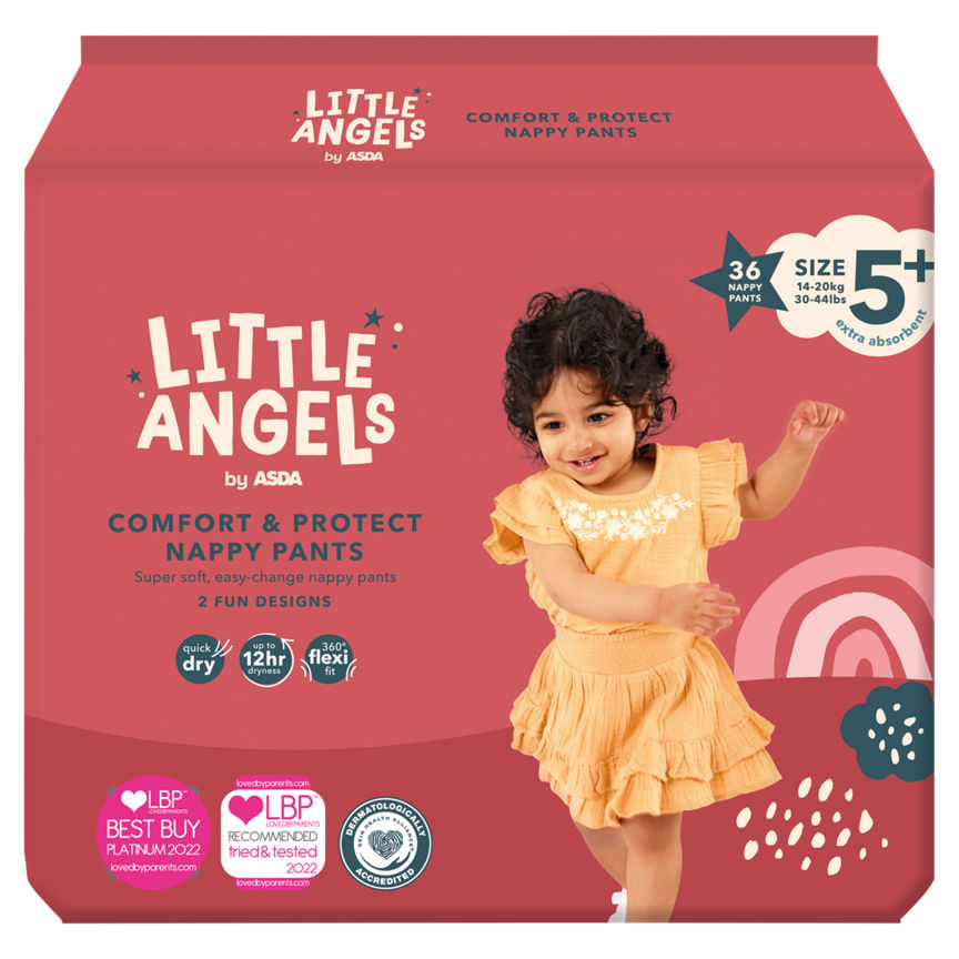 LITTLE ANGELS by ASDA Comfort & Protect Size 5+ 36 Nappy Pants