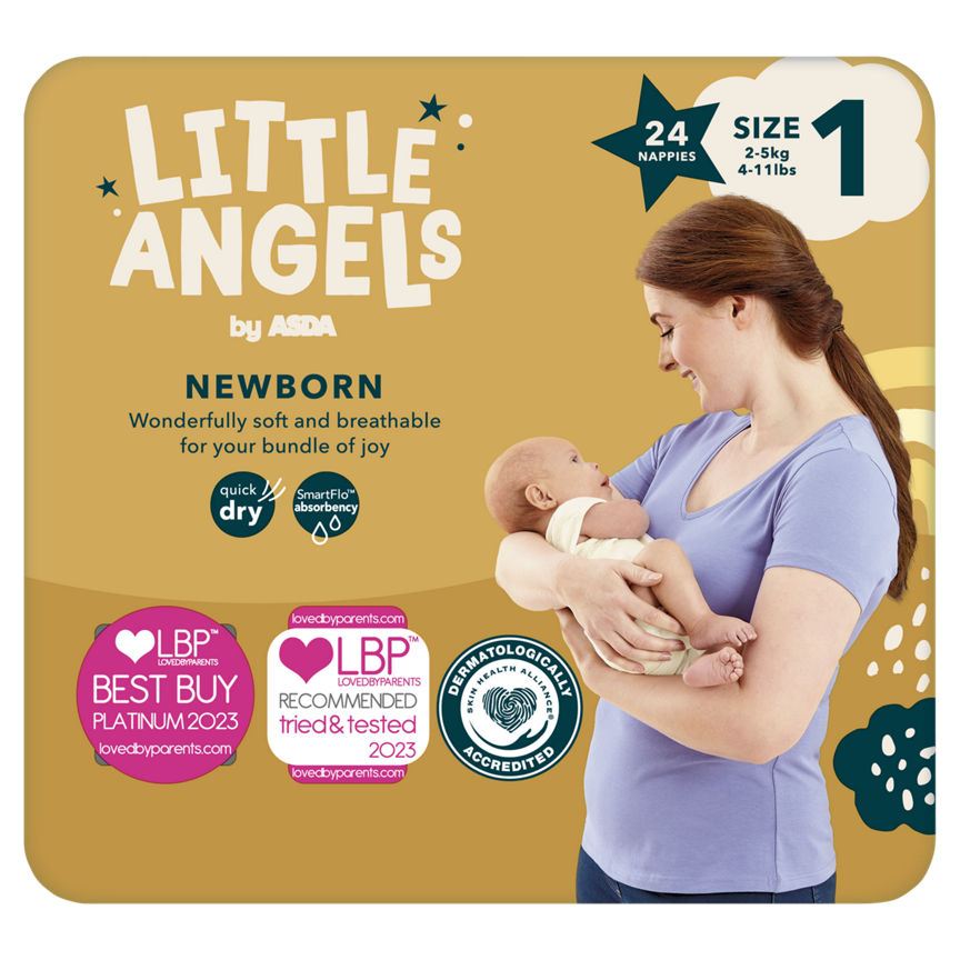 LITTLE ANGELS by ASDA Newborn Size 1 24 Nappies GOODS ASDA   