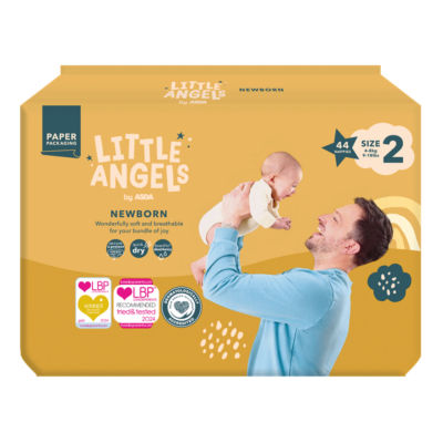 ASDA Little Angels by ASDA Newborn Size 2 Nappies 4-8kg 44 Pack- Buy online at McGrocer