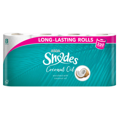 ASDA Shades toilet rolls coconut oil 8 rolls, imported from the UK