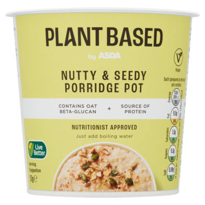 ASDA nutty and seedy porridge pot 57g, imported from the UK