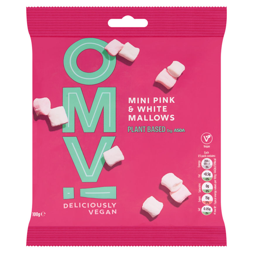 OMV! Deliciously Vegan Mini Pink & White Mallows GOODS ASDA   