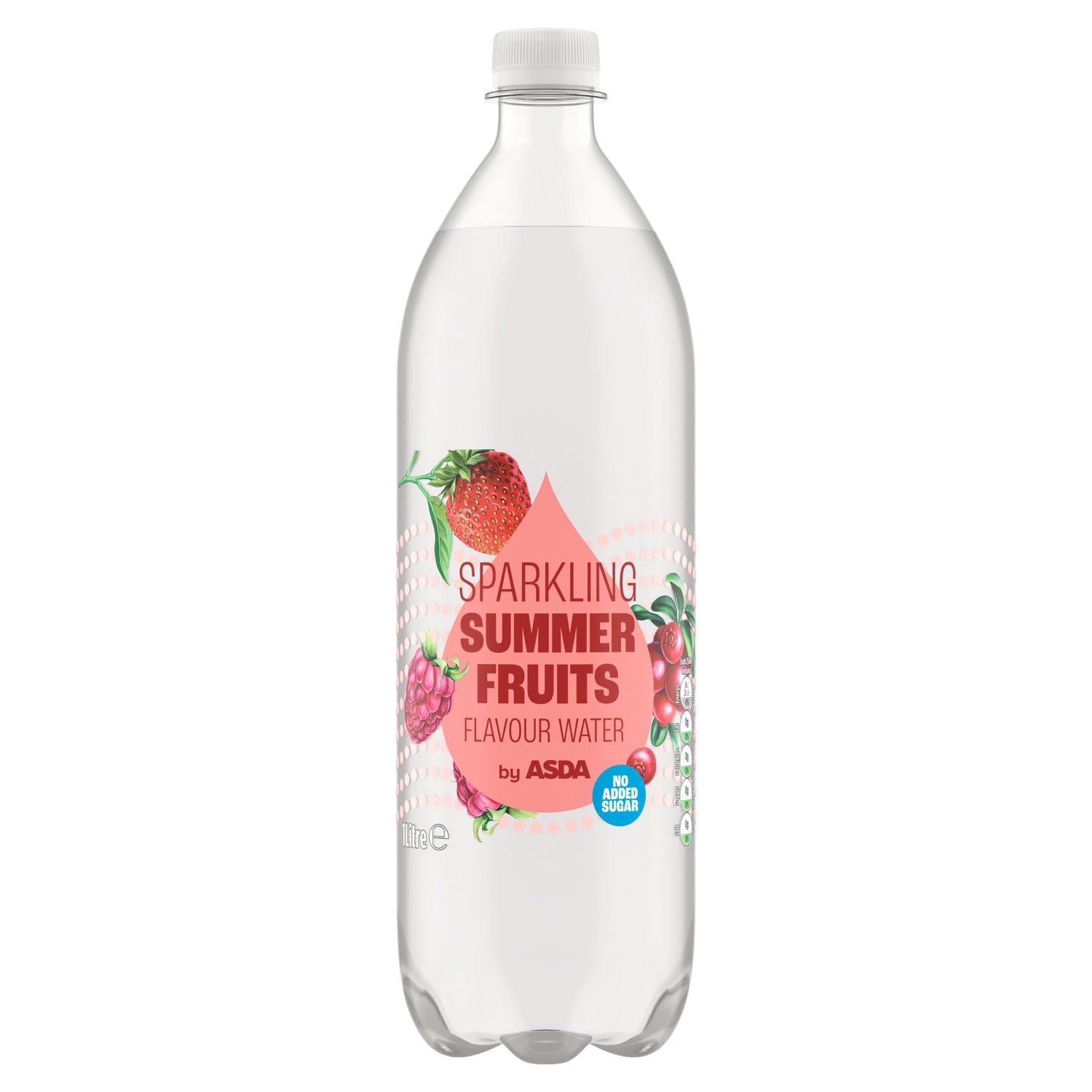 ASDA sparkling summer fruits flavoured water 1L, imported from the UK