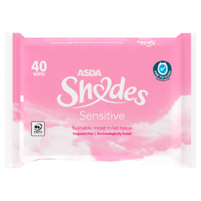 ASDA Shades Sensitive Moist Toilet Tissue Wipes 40 Wipes