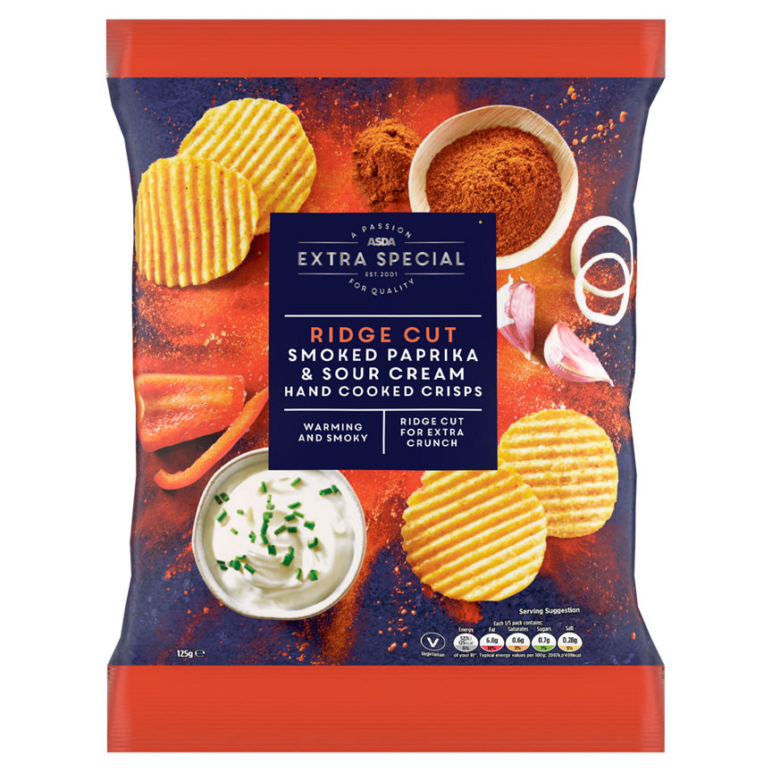 ASDA Extra Special Ridge Cut Smoked Paprika & Sour Cream Hand Cooked Crisps 125g GOODS ASDA   