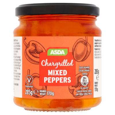 Poivrons mélangés grillés ASDA, marinade à l'huile d'ail 285 g