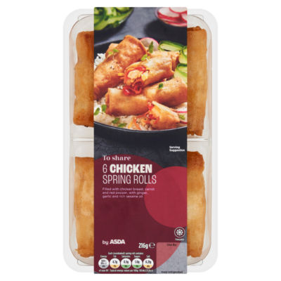 ASDA Hähnchen-Frühlingsrollen 6 Stück Oriental Food 216g