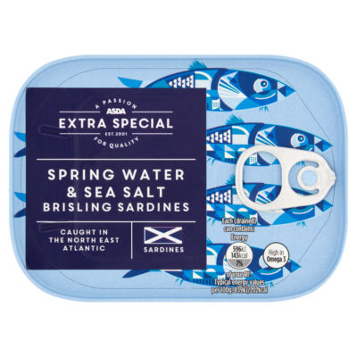 ASDA Extra Special Brisling Sardines Spring Water & Sea Salt Canned Sardines 105g