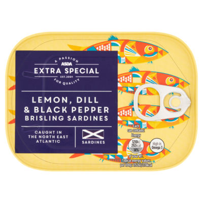 ASDA Extra Special Lemon, Dill & Black Pepper Brisling Sardines Canned Sardines 105g