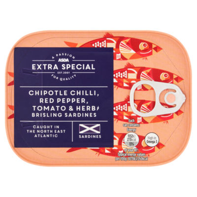 ASDA Extra Special Chipotle Chili, Paprika, Tomaten & Kräuter Brisling-Sardinen in Dosen 105g