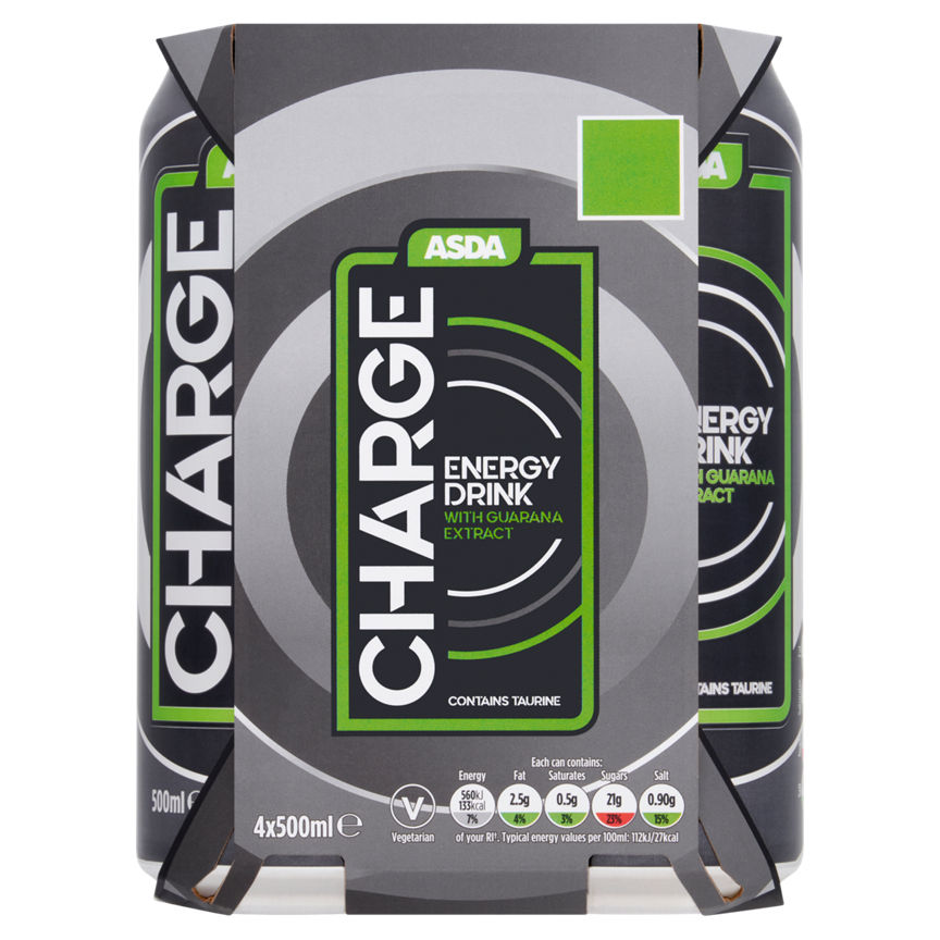 ASDA Charge Energy Drink with Guarana Extract 4 x 500ml GOODS ASDA   