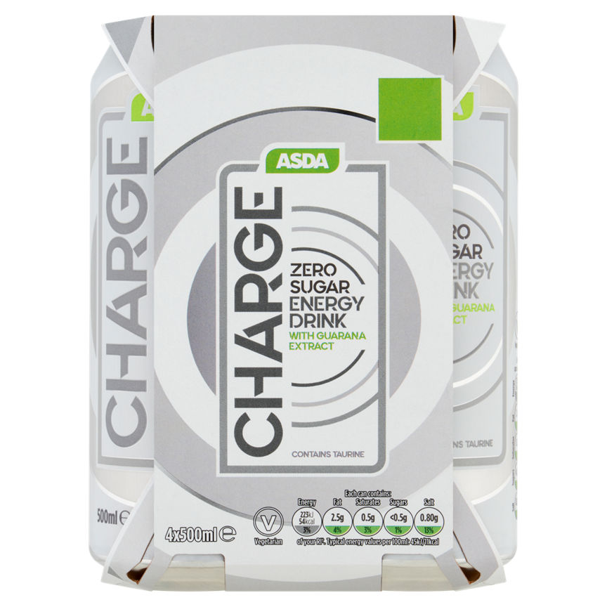 ASDA Charge Zero Sugar Energy Drink 4 x 500ml