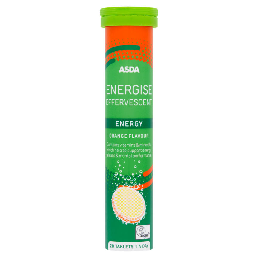 ASDA Energise Effervescent Energy Orange Flavour 1 A Day 20 Tablets GOODS ASDA   