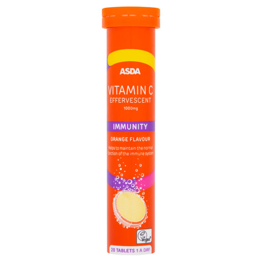 ASDA Vitamin C Effervescent 1000mg Immunity Orange Flavour 1 A Day 20 Tablets GOODS ASDA   