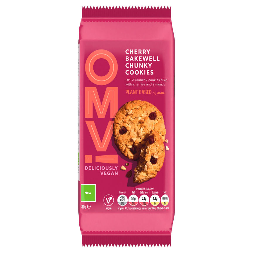 ASDA Plant Based OMV! Cherry Bakewell Chunky Cookies 180g GOODS ASDA   
