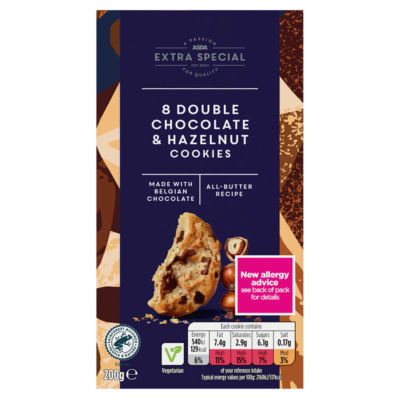 ASDA Extra Special double chocolate and hazelnut cookies 200g - British product