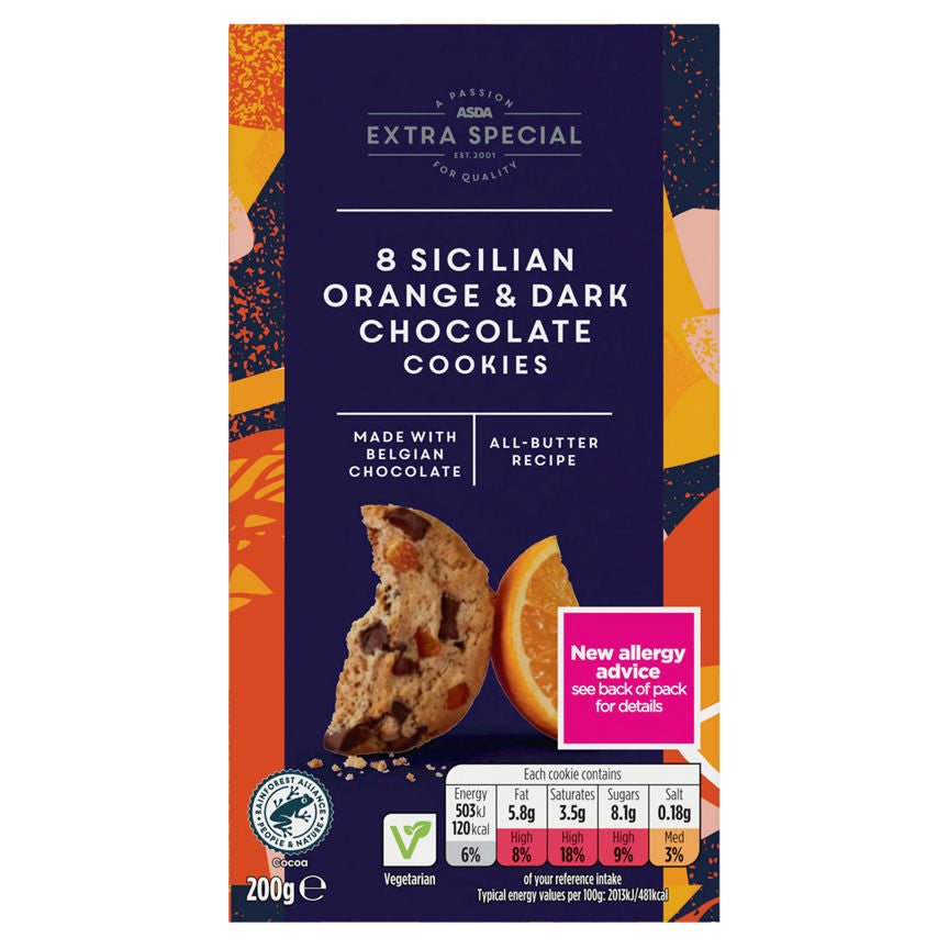 ASDA Extra Special 8 Sicilian Orange & Dark Chocolate Cookies 200g GOODS ASDA   