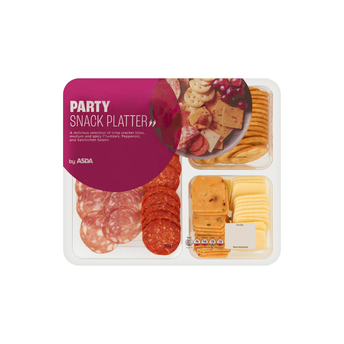 ASDA Party Snack Platter 308g crackers cheese meats (British brand)