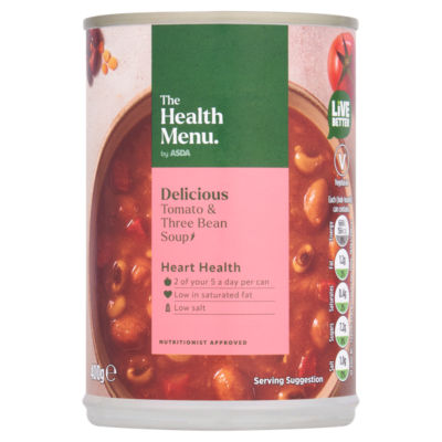 ASDA The Health Menu Tomaten- & Drei-Bohnen-Suppe, verzehrfertig, 400g
