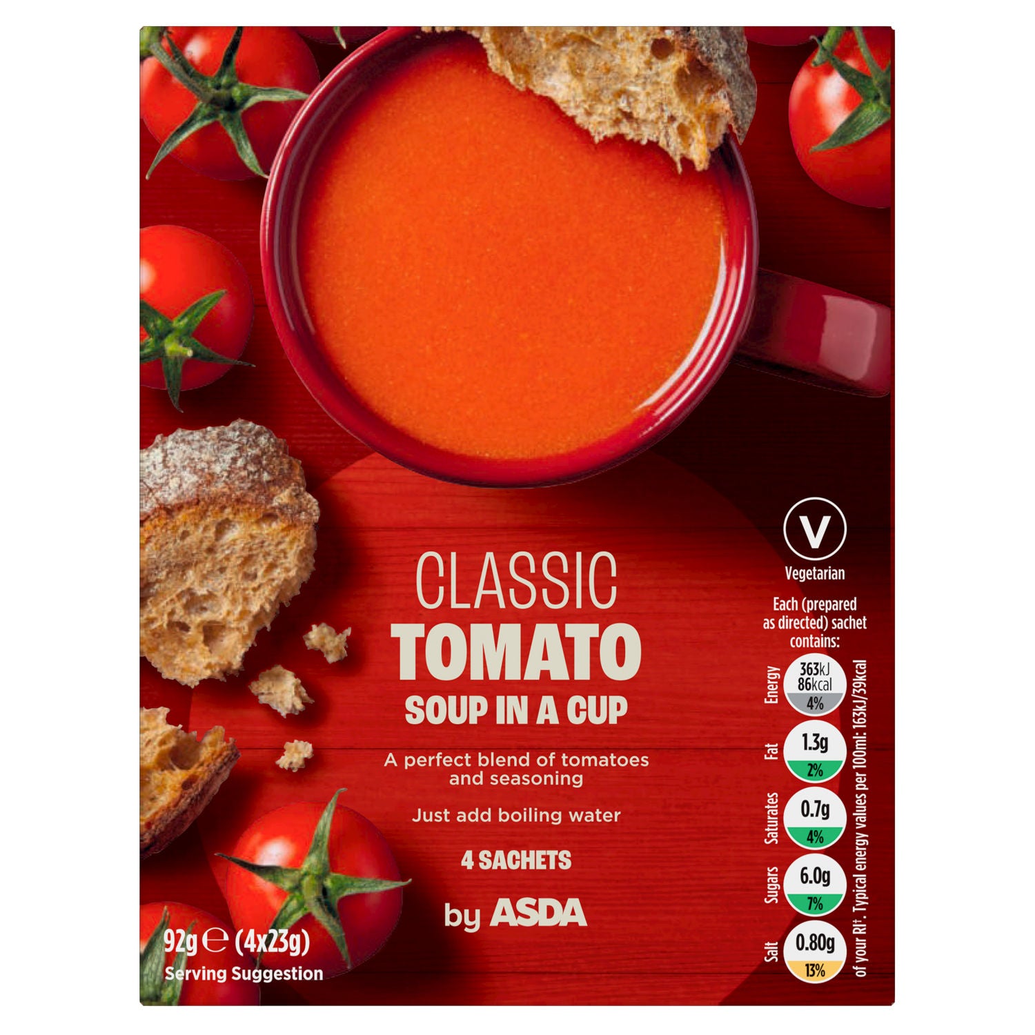 ASDA Classic Tomato Soup in a Cup 4x23g - British product