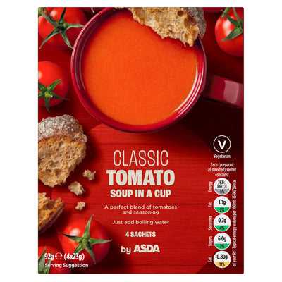 ASDA ASDA Classic Tomato Soup in a Cup Instant Soup 4 x 23g- Buy online at McGrocer