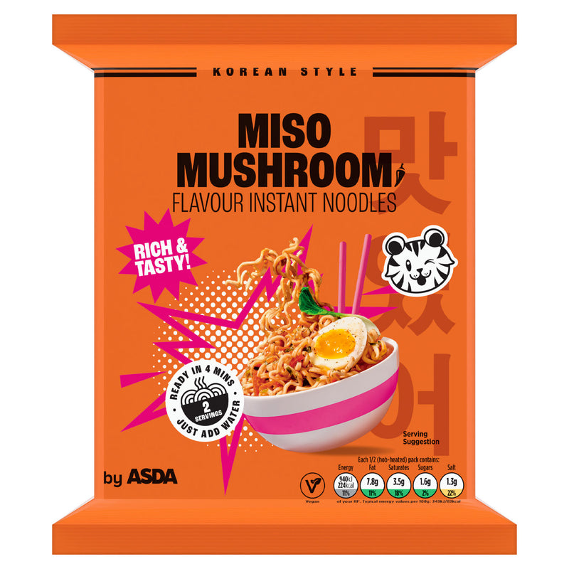 ASDA miso mushroom instant noodles 100g, UK version