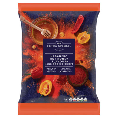ASDA Extra Special habanero hot honey hand cooked crisps 150g - British product